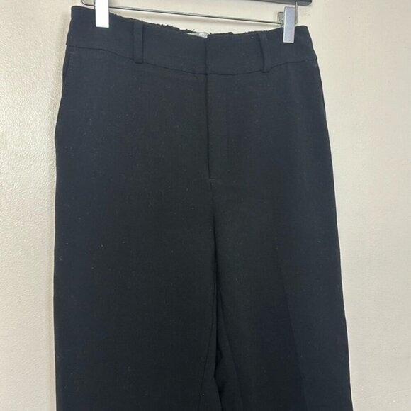 Simons High Rise Elastic Waist Cropped Straight Leg Flat Front Black Trousers - Picture 2 of 5